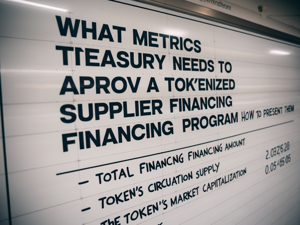 What metrics treasury needs to approve a tokenized supplier financing program and how to present them